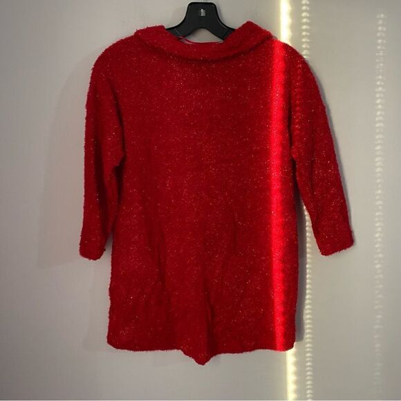 Style & Co Women’s Cowl Neck Eyelash Knit Red 3/4 Sleeve Sweater Red PS - Picture 3 of 3